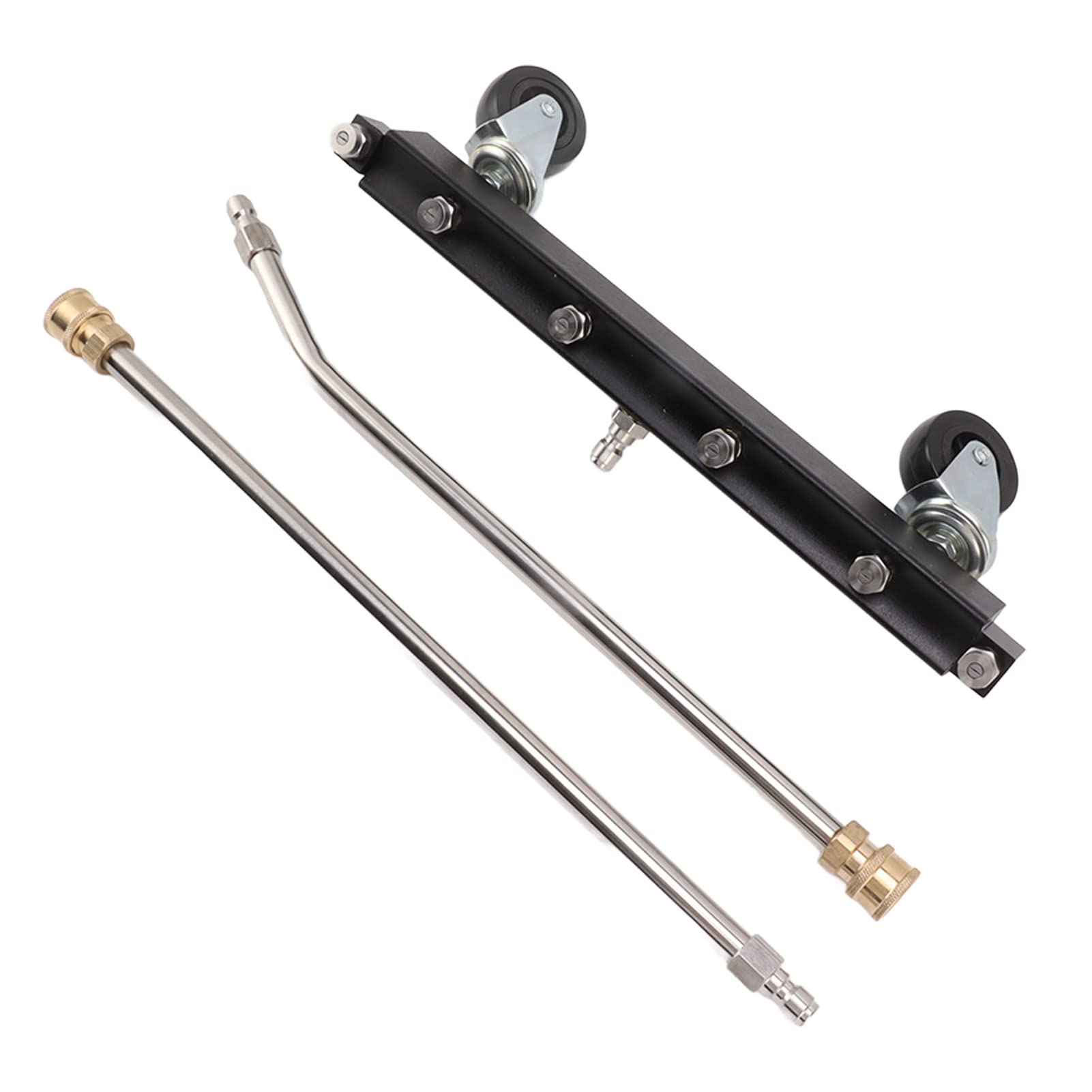 Ejoyous Lavadora a Presión Limpiador de Chasis Acero Inoxidable Aleación de Aluminio Escoba de Agua para Debajo del Automóvil 4000 PSI con 6 Boquillas 2 Varillas Ruedas Giratorias para Chasis Patio