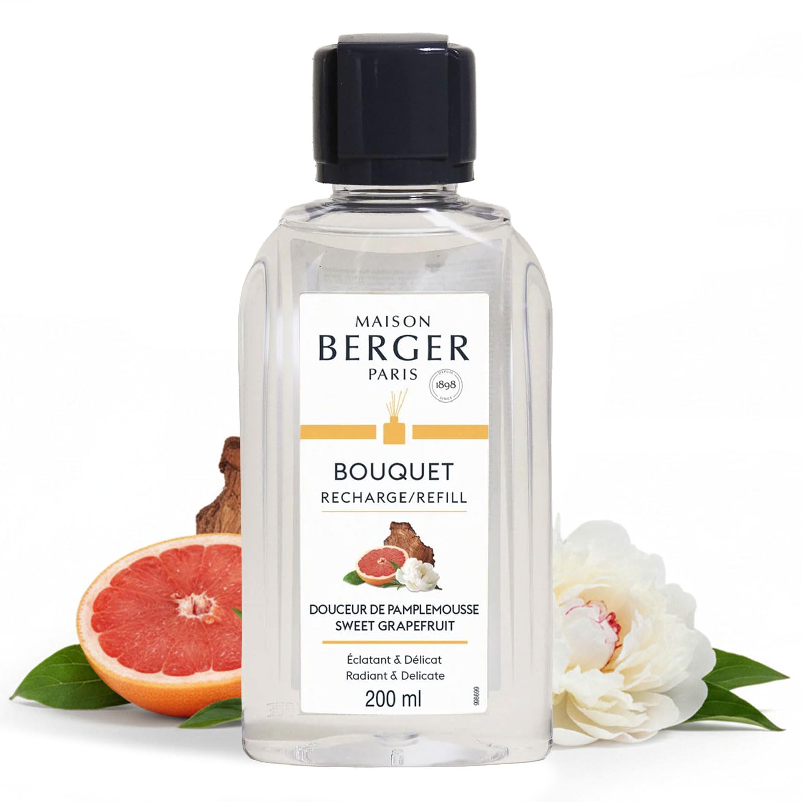 Maison Berger Grapefruit Sweetness – Reed Diffuser Refill Sweet Grapefruit – Home Fragrance Refill For The Home 200 Ml – Made In France – Long-Lasting, Gentle And Continuous Diffusion