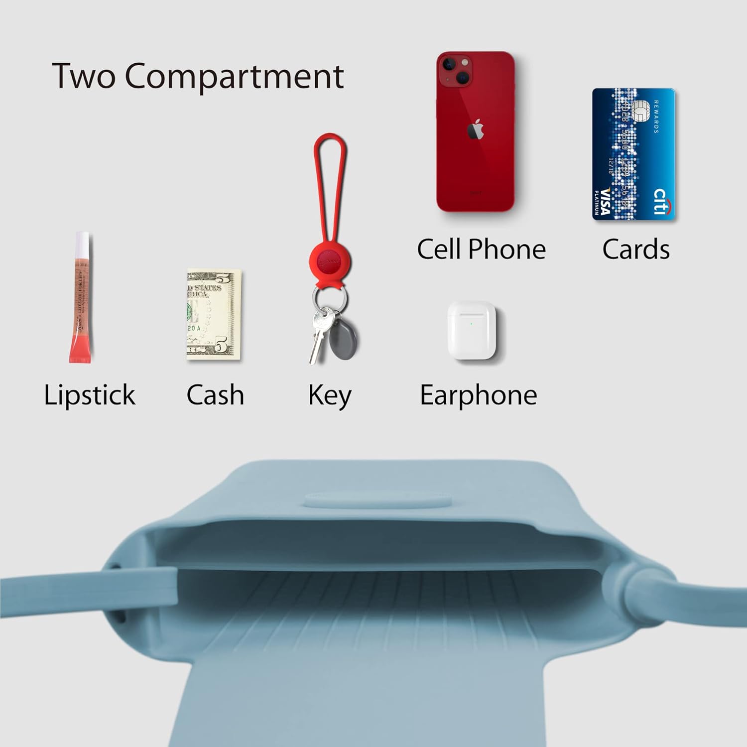 Bone Crossbody Phone Bubble Bag 1, Cell Phone Purse with Shock-Absorbing Design & Magnetic Closure, Adjustable Silicone Shoulder Lanyard Strap (Red)