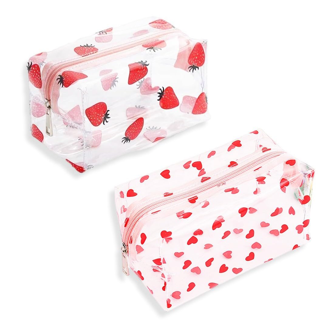 2 Pezzi Beauty Case Trasparente, Beauty Case da Viaggio Borse da Toilette Sacche Trasparenti da Aereo Trousse Trucchi con Cerniera Kit Viaggio Makeup Bag per Cosmetici Donna Uomo