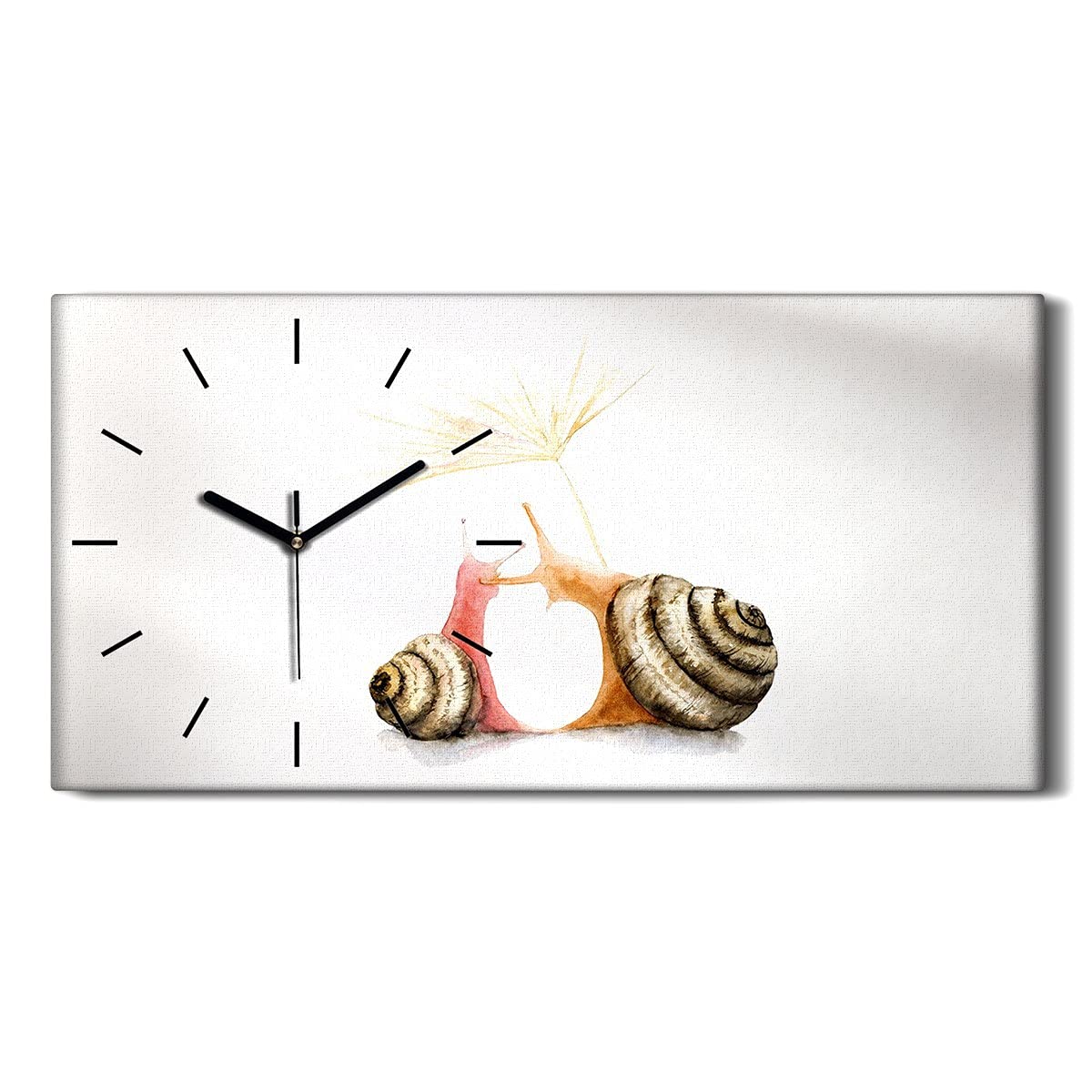 Horloge sur toile aquarelle deux escargots decoration image salon