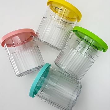 for Ninja CREAMi Deluxe Tubs 4 Pack with Color Lids, Replacement Pint Containers Pots for Ninja Creamy NC501UK NC501 NC500 Series Ice Cream Maker, BPA-Free & Dishwasher Safe (Blue/Pink/Lime/Yellow)