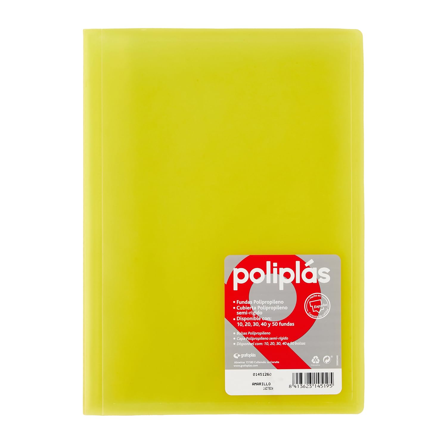 Grafoplas - Folder, Folio Size, PP, Translucent Polyplast, PP Caps 50 Lemon Tree