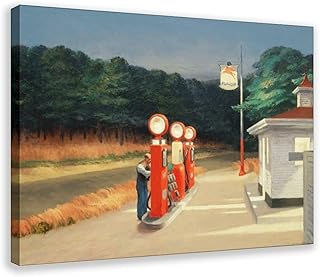 BMtyDG Edward Hopper Gas Station 1942 Vintage Canvas Poster Wall Art Prints Room Aesthetic Murals Bedroom And Living Decorations Frame 16x24inch