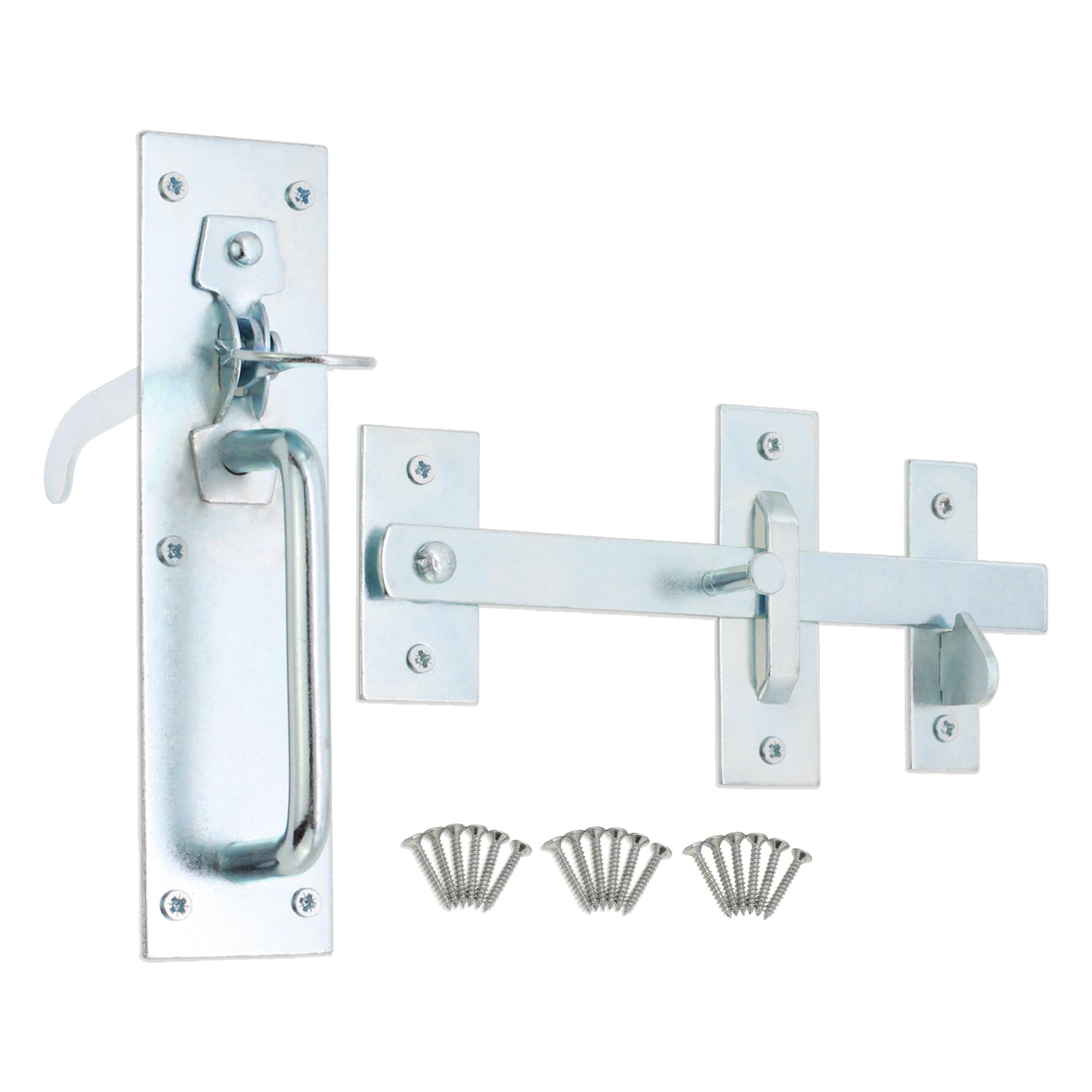 Infinity Decor Galvanized Zinc Heavy Duty Iron Suffolk Thumb Gate Latch Catch Set Ideal For Wooden Garden Gate, Garage & Shed Door Handles