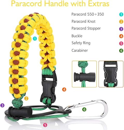 Miniatura 4 de Accmor Water Bottle Handle for 12oz to 64oz Previous Version Wide Mouth Hydro Flask, Bottles Accessories Paracord Strap Carrier with Safety Ring and