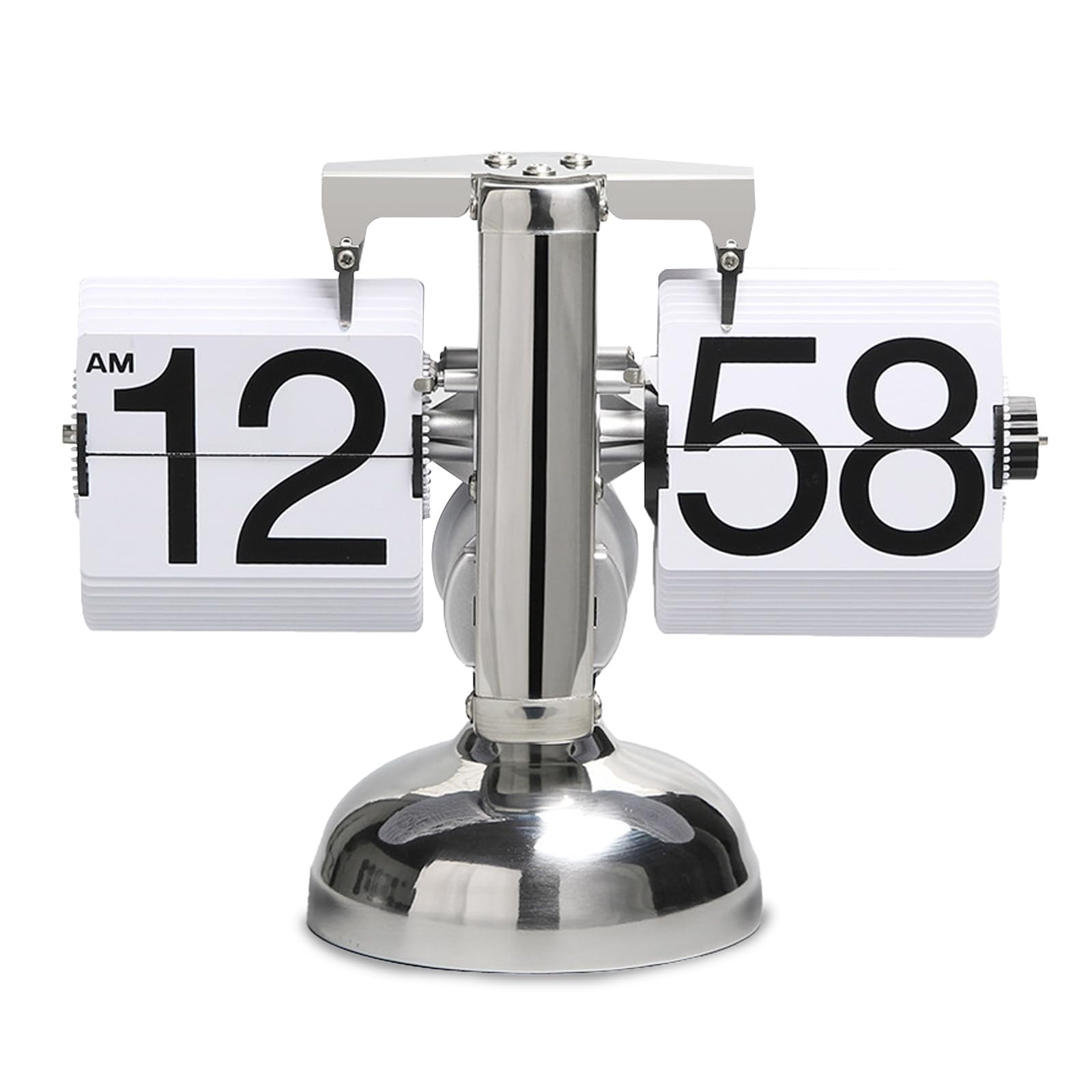 Flip-Uhr Retro,Digitale Batteriebetriebene Down Uhr mit Zahnradmechanik,Schreibtischuhr Vintage Design,Mechanisch Flip Clock,Tischuhr Mit Digitalanzeige Für Das Wohnzimmer zu Hause(Weiß)