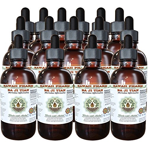 Ba Ji Tian Alcohol-Free Liquid Extract, Ba Ji Tian, Morinda (Morindae Officinalis) Root Glycerite Hawaii Pharm Natural Herbal Supplement 15x4 oz