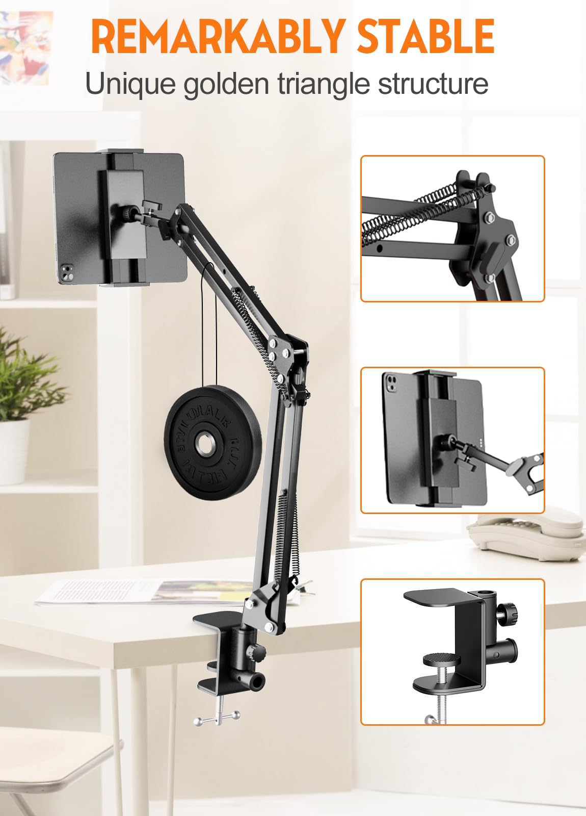 PEYOU Soporte Tablet Cama, Aluminio Soporte para Tablet con Rotación de 360 ° Giratorio para iPad Pro, Air, Mini, Samsung Tab e Huawei MediaPad