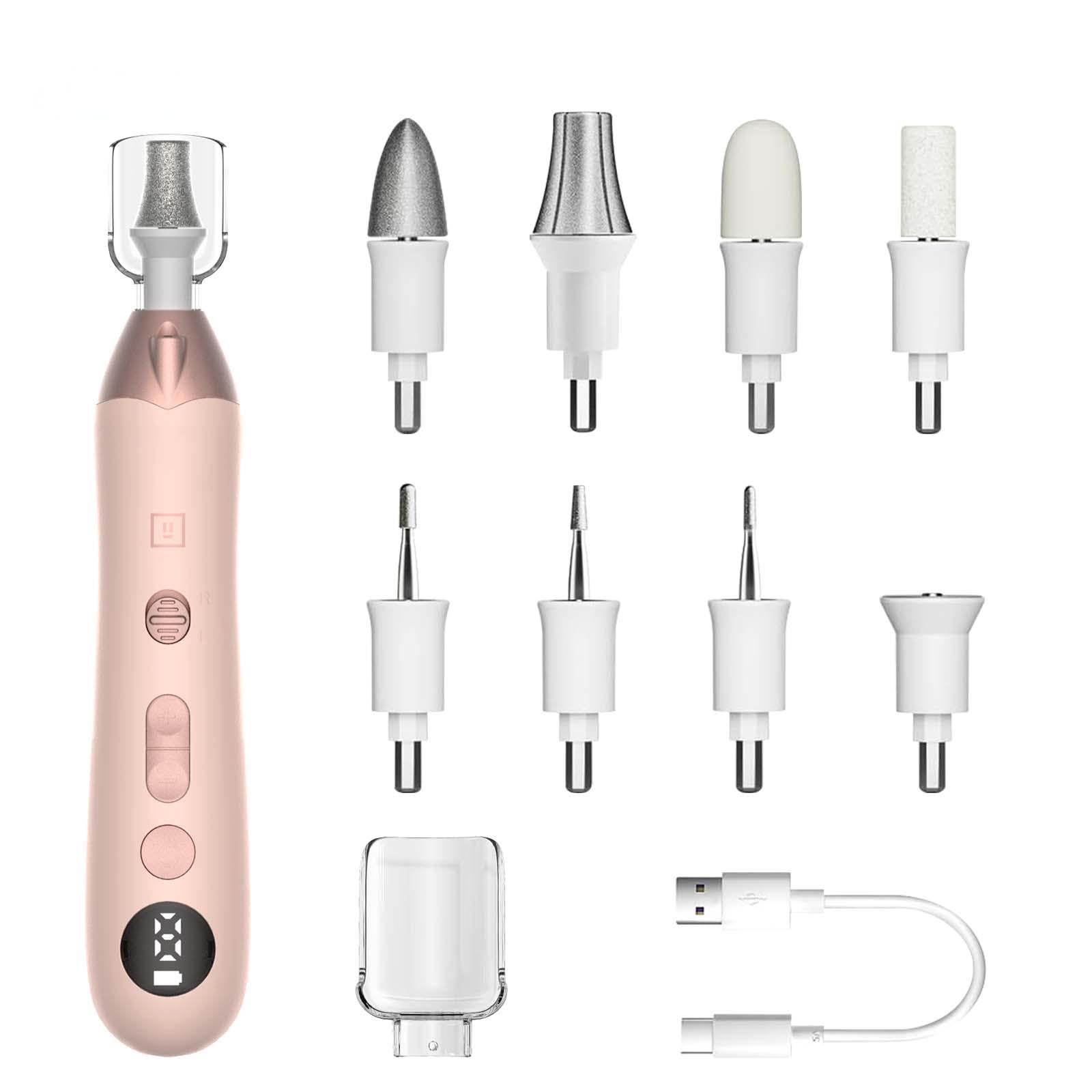 Mfish Electric Callus Remover for Feet, Rechargeable Foot File with Digital Display, 9 Speeds & 8 Grinding Heads, Professional Pedicure Tool for Thick