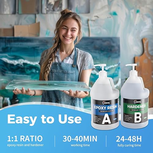 Miniatura 5 de Resina epoxi de 1 galón para principiantes y artesanos, resina epoxi transparente para fundición, recubrimiento, fabricación de joyas y bricolaje,