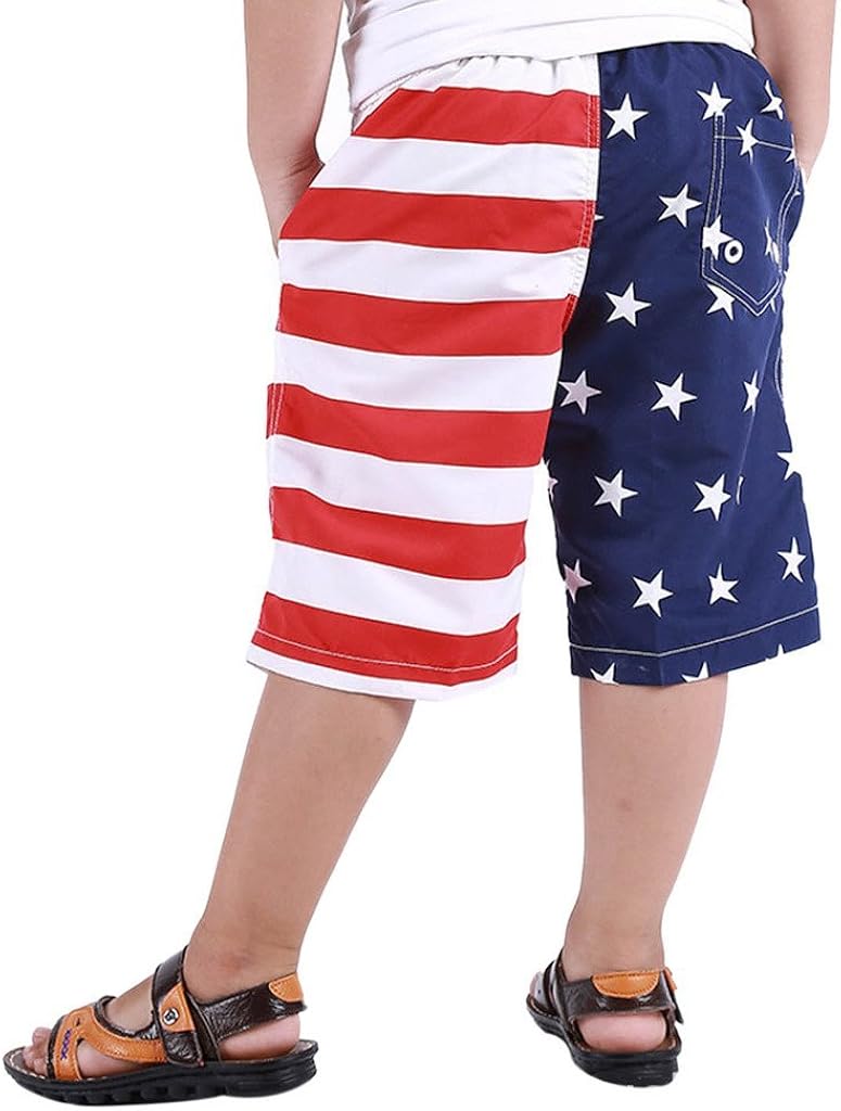 GETUBACK Boys Swim Trunks Boys Quick Dry Shorts Fashion Summer Beach Shorts 2 Us Flag Red White