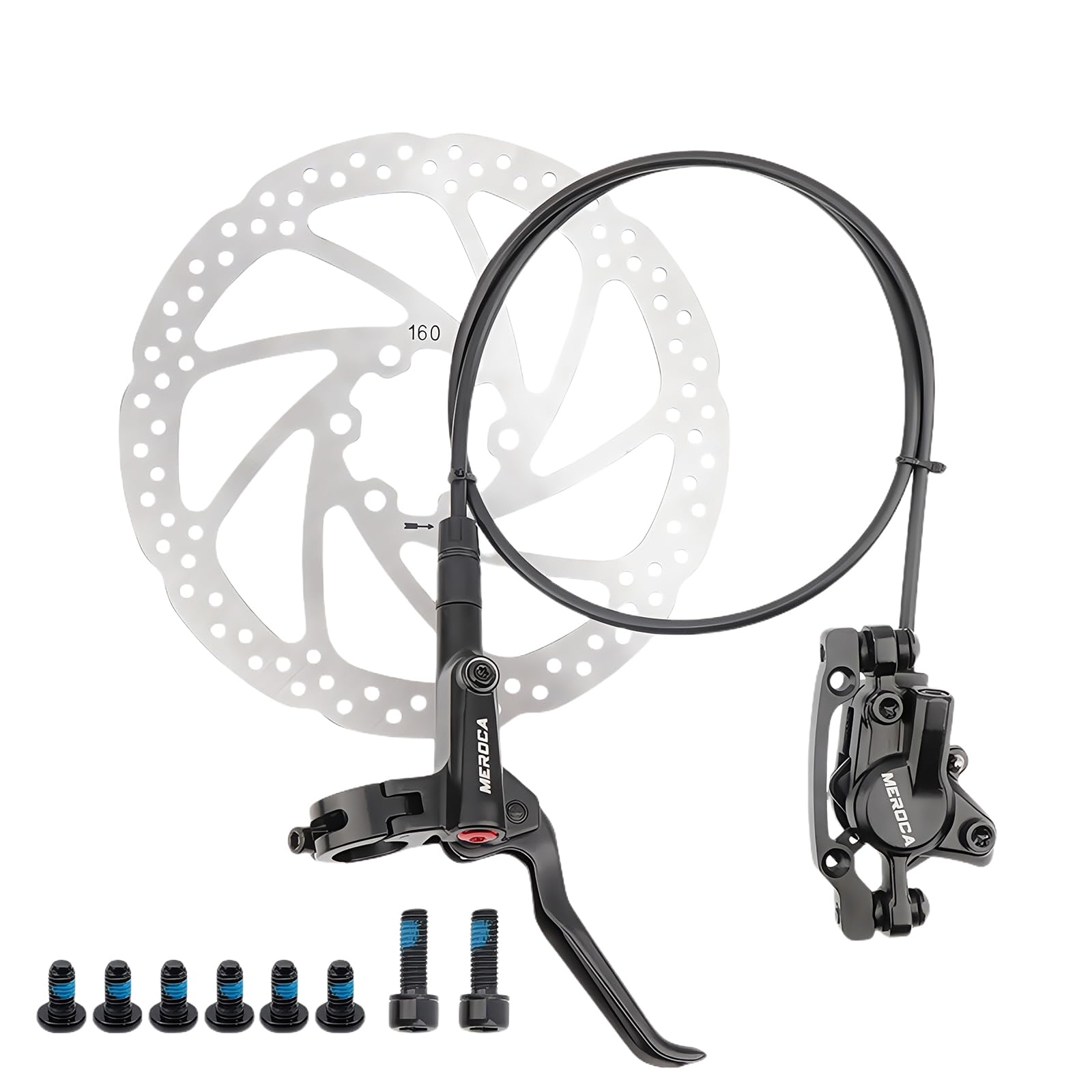 ENGWE MTB Bike Disc Brake Set, Aluminum Alloy Hydraulic Disc Brake for Mountain Bike, Road Bike, Bicycle Brakes levers with Fixing Screws (Right Front+1PCS 160mm Rotor, Front800mm)