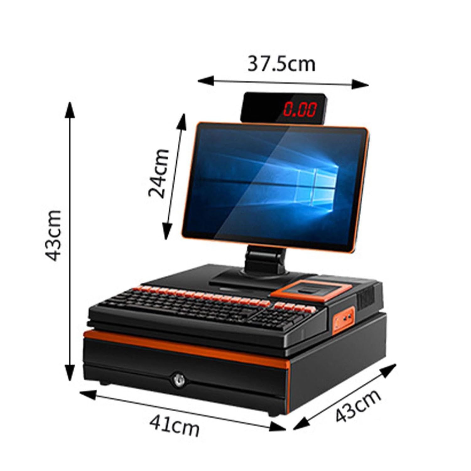 Caja registradora, Sistema TPV electrónico, Impresora térmica de Carga rápida, con cajón para pequeñas Empresas, restaurantes, Venta minorista, Doble Pantalla.