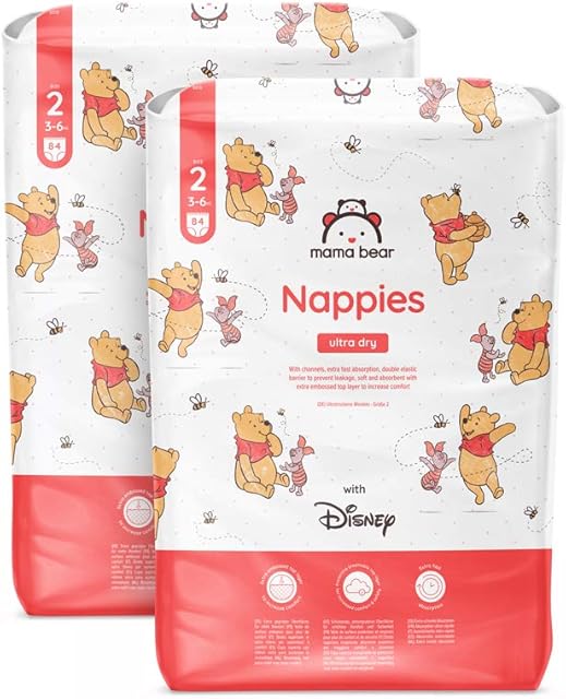 Mama Bear - Disney - 168 Ultra Dry Nappies - Size 2 (3-6 kg) - MONTHLY PACK