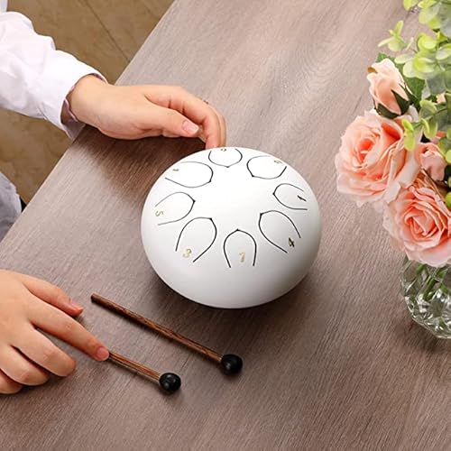 Steel Tongue Drum 8 Notes 6 Inches Handpan Drums For Beginners Adults Kids Ages 5-7-9-12 Year Old, Fun Hue Musical Instruments With Mallets For Yoga Meditation (White) #TOP2