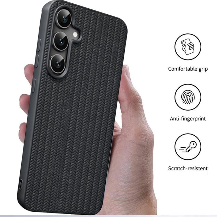 Image of DIZORO Rugged Textured Back Cover Case Compatible for Samsung Galaxy S25 Anti-Slip Soft TPU Shockproof Cover | Slim Lightweight Protective Back Case-Black