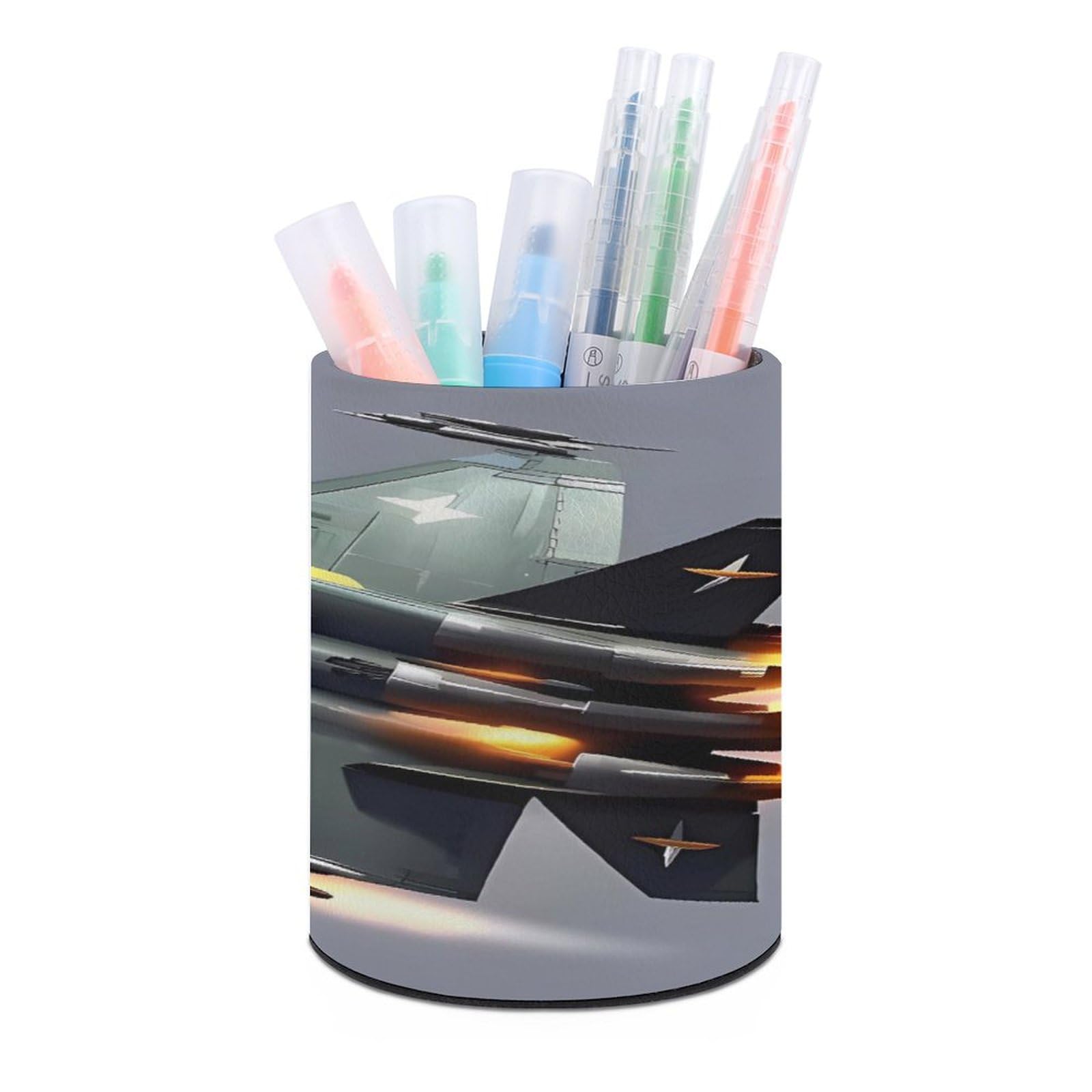 Porte-stylo rond Jet Fighter pour bureau et maison avec rangement personnalisé