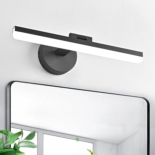 Miniatura 8 de Lámparas doradas para tocador de baño, 16 pulgadas, 9 W, giratorias, modernas, LED, aplique de pared (luz blanca, 6000 K) Oro,Negro