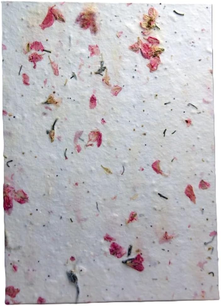 Of The Earth Handmade Paper - Wildflower Seed Cut Edge Invitation Panel - 5" x 7" - Set of 8 (24s Pink Petal)
