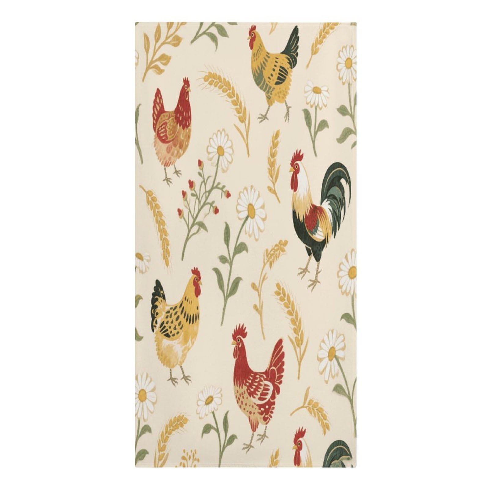 VstaDank Chicken and Rooster Print Beach Towel Vacation Essentials Sand Free Soft Quick Dry Swim Towels 61"x30" Modern Extra Large Towels Lightweight Microfiber Beach Towel for Swimming Pool