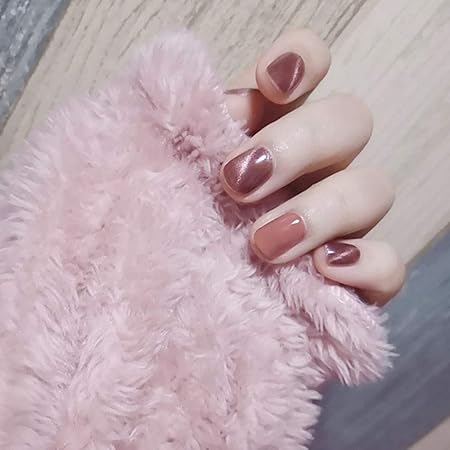 Amazon 24pcs 赤茶色 ネイルチップ 簡単1秒ジェルネイルチップ 披露宴 着物 和装 夢幻 グラデーション ネイルチップ 通販