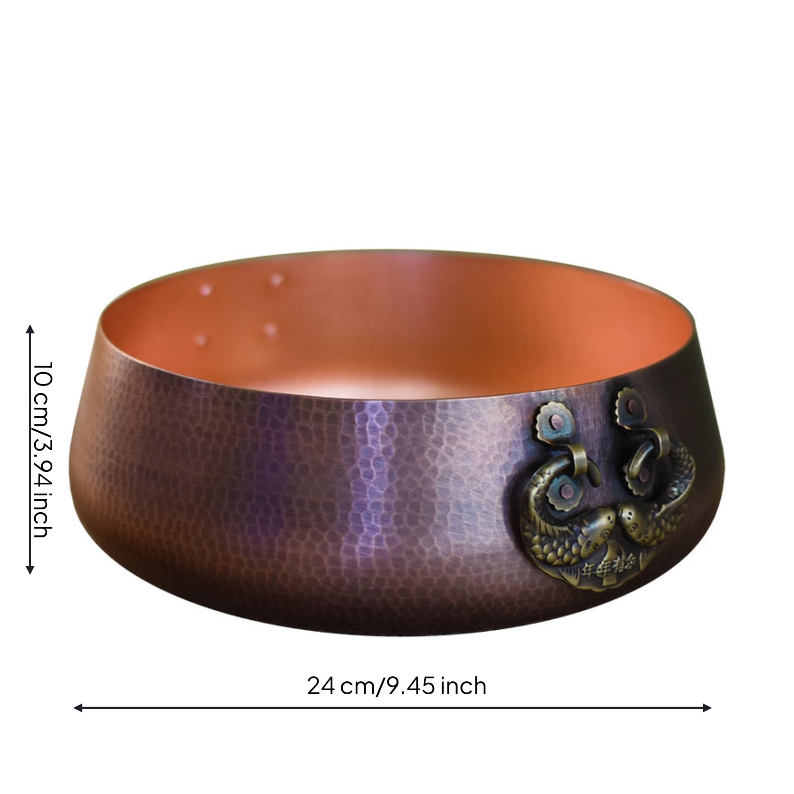 Pentola in Rame Riscaldamento Uniforme, 24cm | Conduzione Rapida Del Calore, Pentola in Rame con Fondo per Induzione, Martellato, Ristoranti Cinesi, Famiglie, Ristoratori