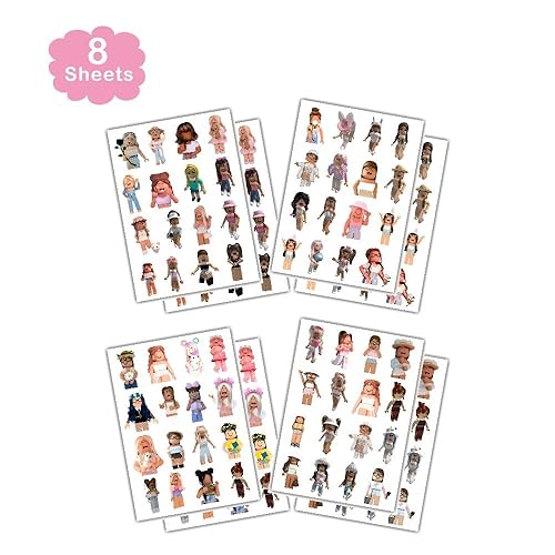 Miniatura 4 de 8 hojas de tatuajes temporales para niñas robot, decoración de fiesta de cumpleaños para niñas, suministros de fiesta para niñas robots