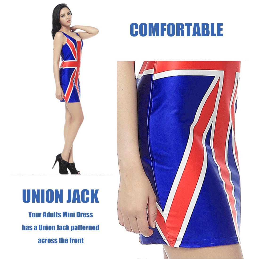 Union Jack Dresses for Women UK, Ladies Union Jack Dress, Red-White-Blue  Union Jack Flag Classic Dress, Union Jack Dress for Women 90s Music Icons