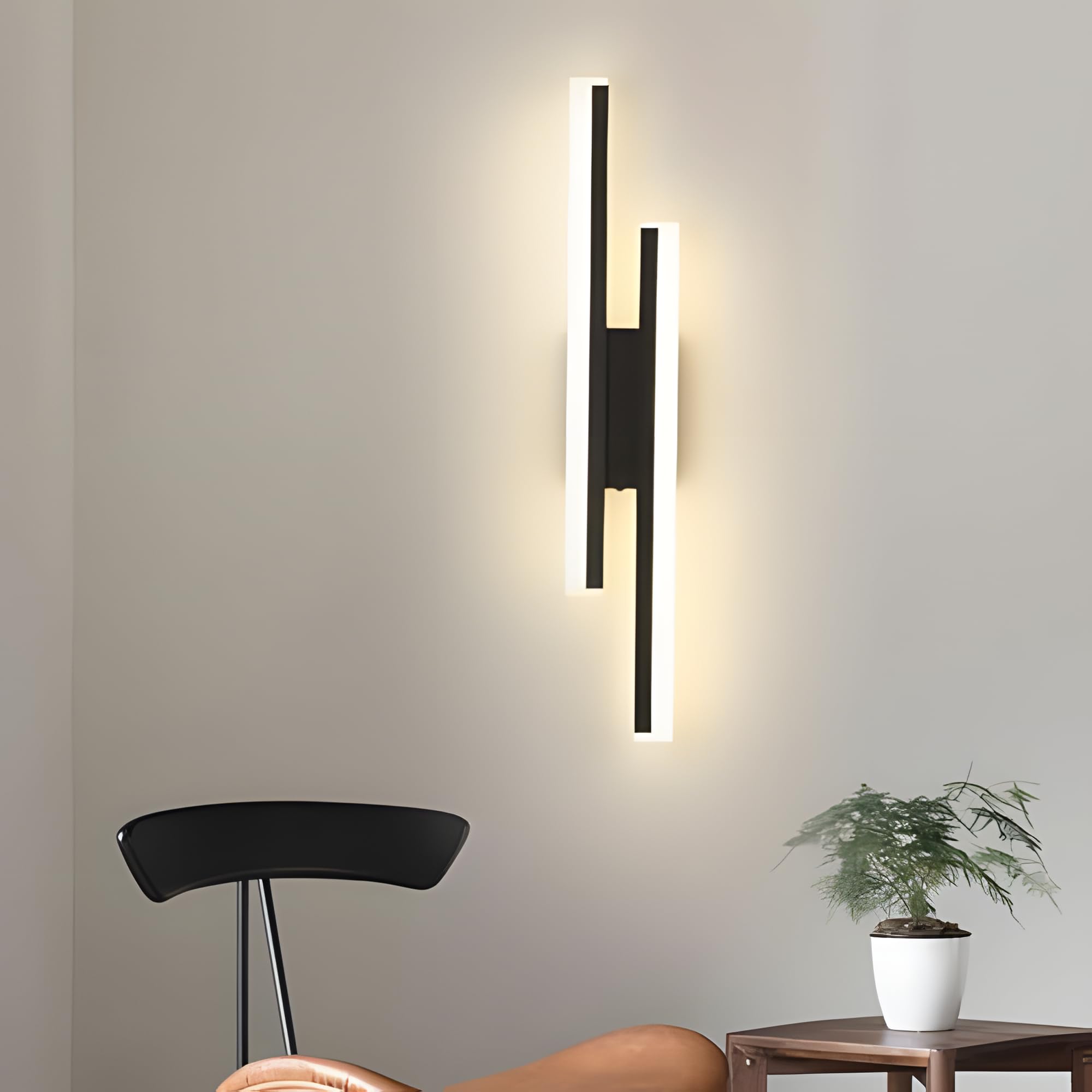 Lampa ścienna LED Comely 16W, 3 tryby ściemniania lampy ściennej LED, 3000/4000K/6500K Czarna lampa ścienna do sypialni, salonu, schodów, przedpokoju