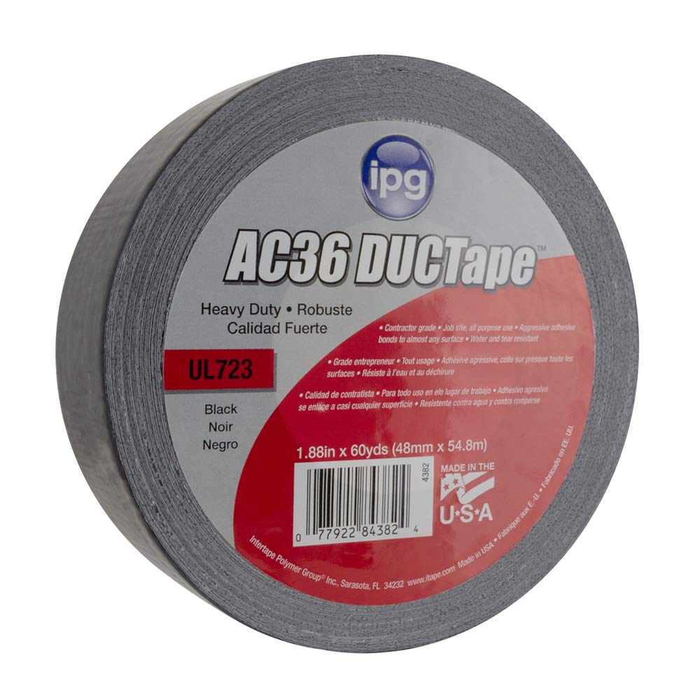 Ruban adhésif noir IPG 4382 AC36 ultra résistant de 4,8 cm x 55,4 m