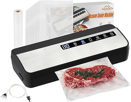 Máquina selladora al vacío, selladora al vacío de precisión 6 en 1 con cortador integrado, indicador LED para almacenamiento de alimentos, incluye