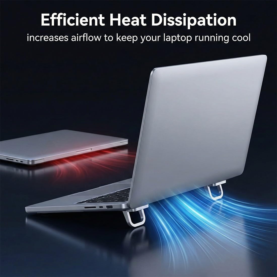 Supports pour Ordinateur Portable en Aluminium Pliable Invisible, Rehausseurs de Clavier Autocollant 2 Pièces