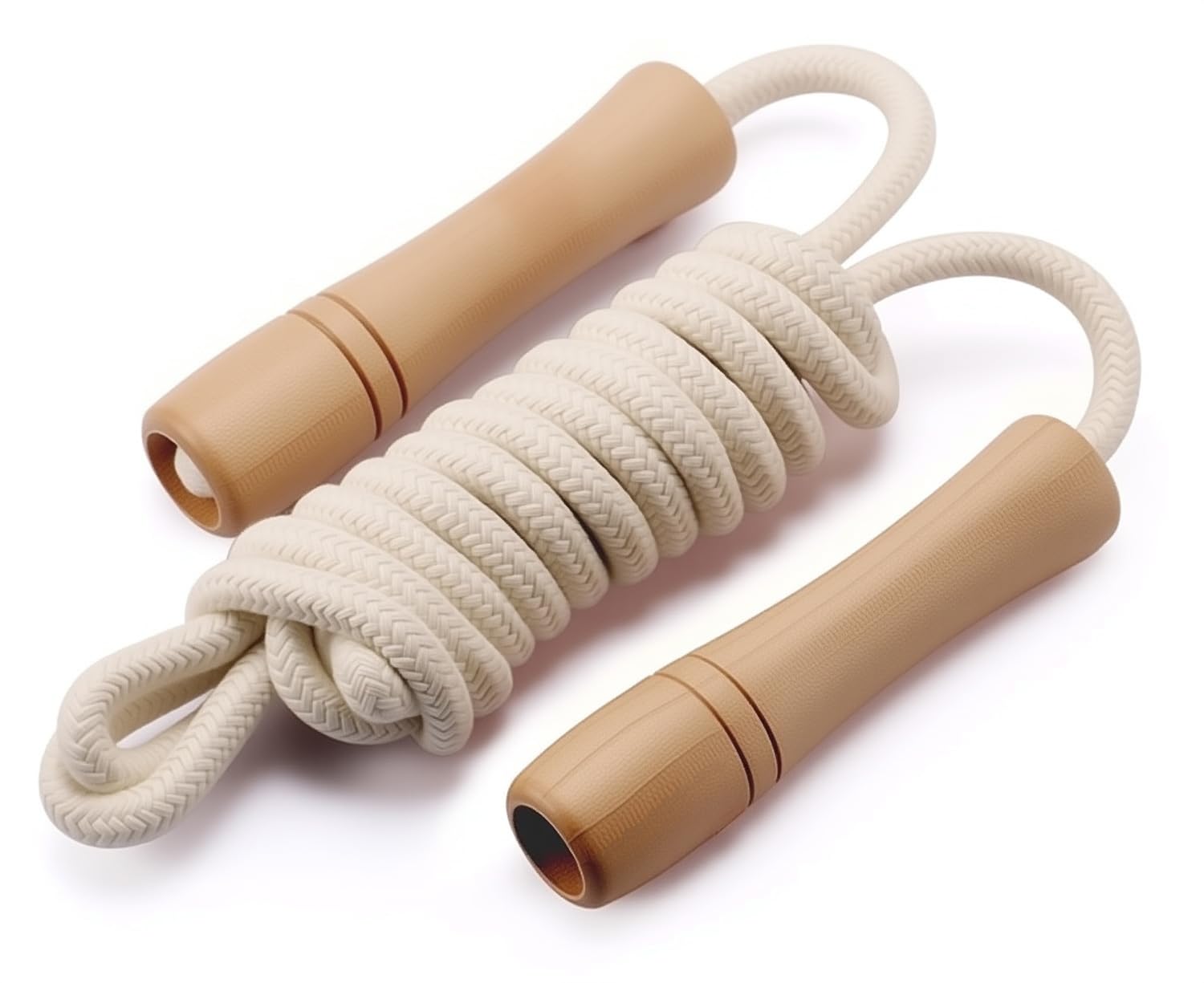 Jump Rope for Kids - Wooden Handle - Adjustable Cotton Braided Fitness Skipping Rope