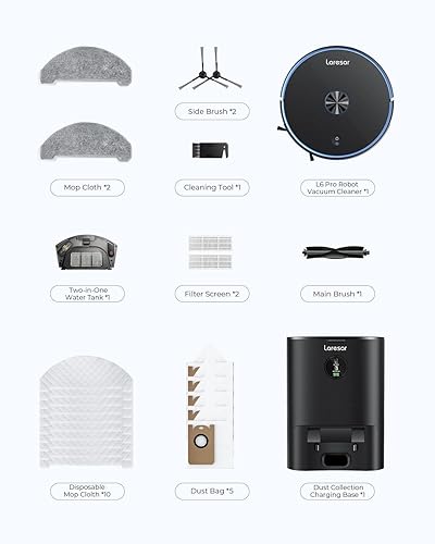 Miniatura 9 de Laresar Combo robot de aspiradora y trapeador, aspiradora robótica 3 en 1 con estación de vaciado automático de 3.5 L, equipado con navegación