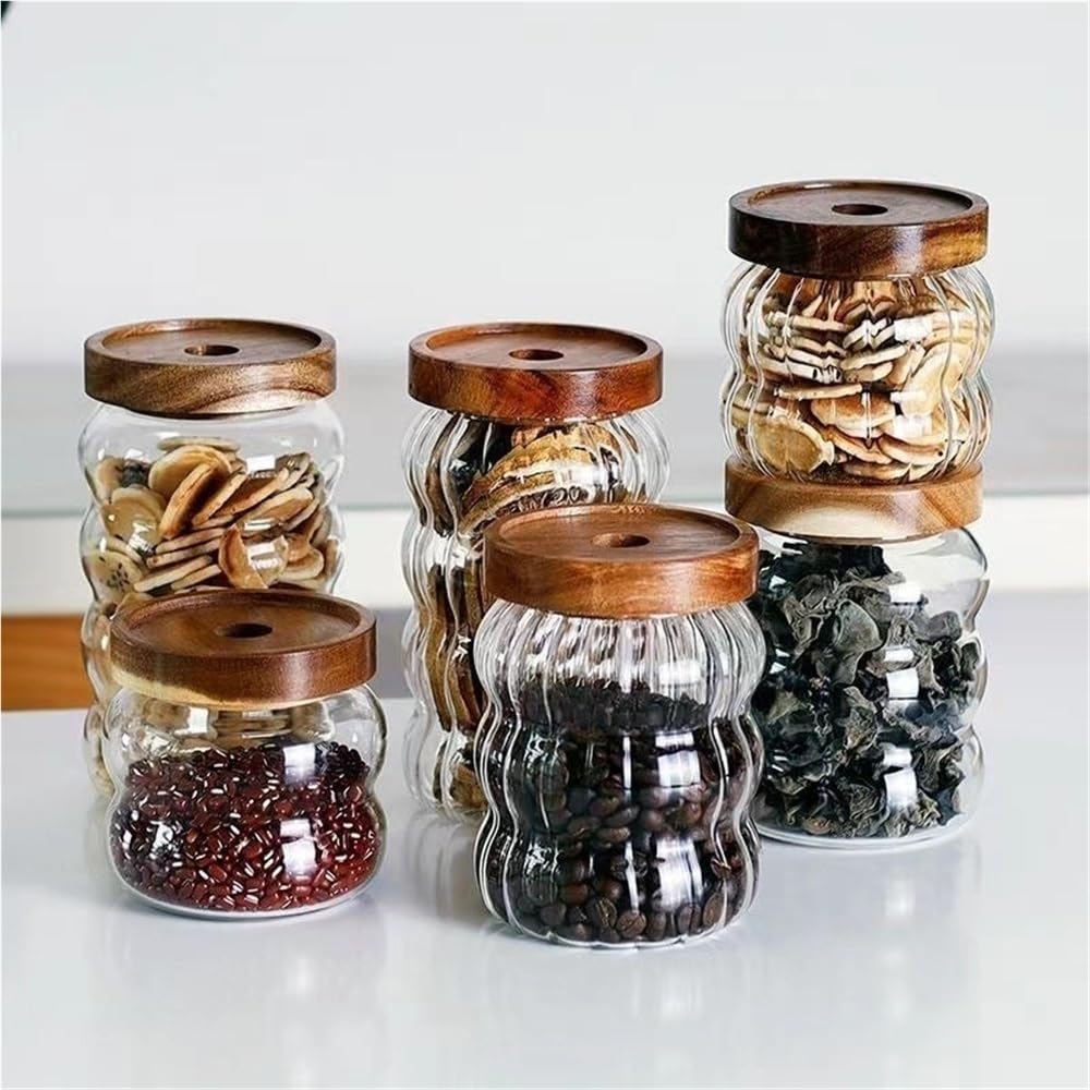 Vorratsdosen für die Küche, kreative versiegelte Glasflaschen zur Aufbewahrung von Tee, Kaffee, Snacks, Kaffeebohnen, Küche, leere, luftdichte Behälter für Lebensmittel (350 ml)