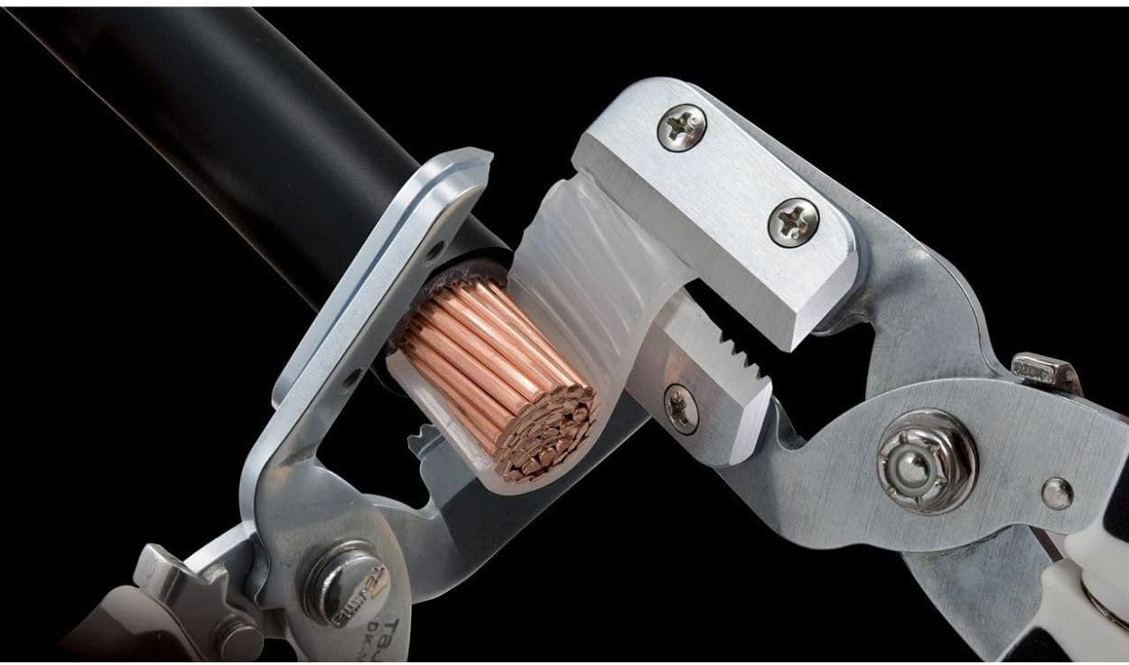 TAJIMA Adjustable Cable Stripper - DK Series Electrician's Tool with a 14mm to 200mm Wire Capacity & Elastomer Grips - DK-MC40-T
