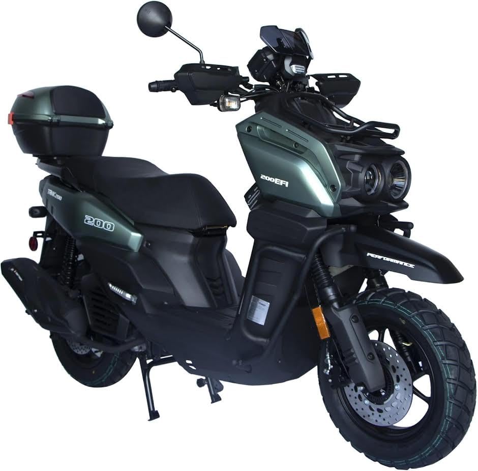 HHH Tank 200 EFI Scooter TANK 200cc Mototcycle Street Bike Fully Automatic with Matching rear trunk ( green )