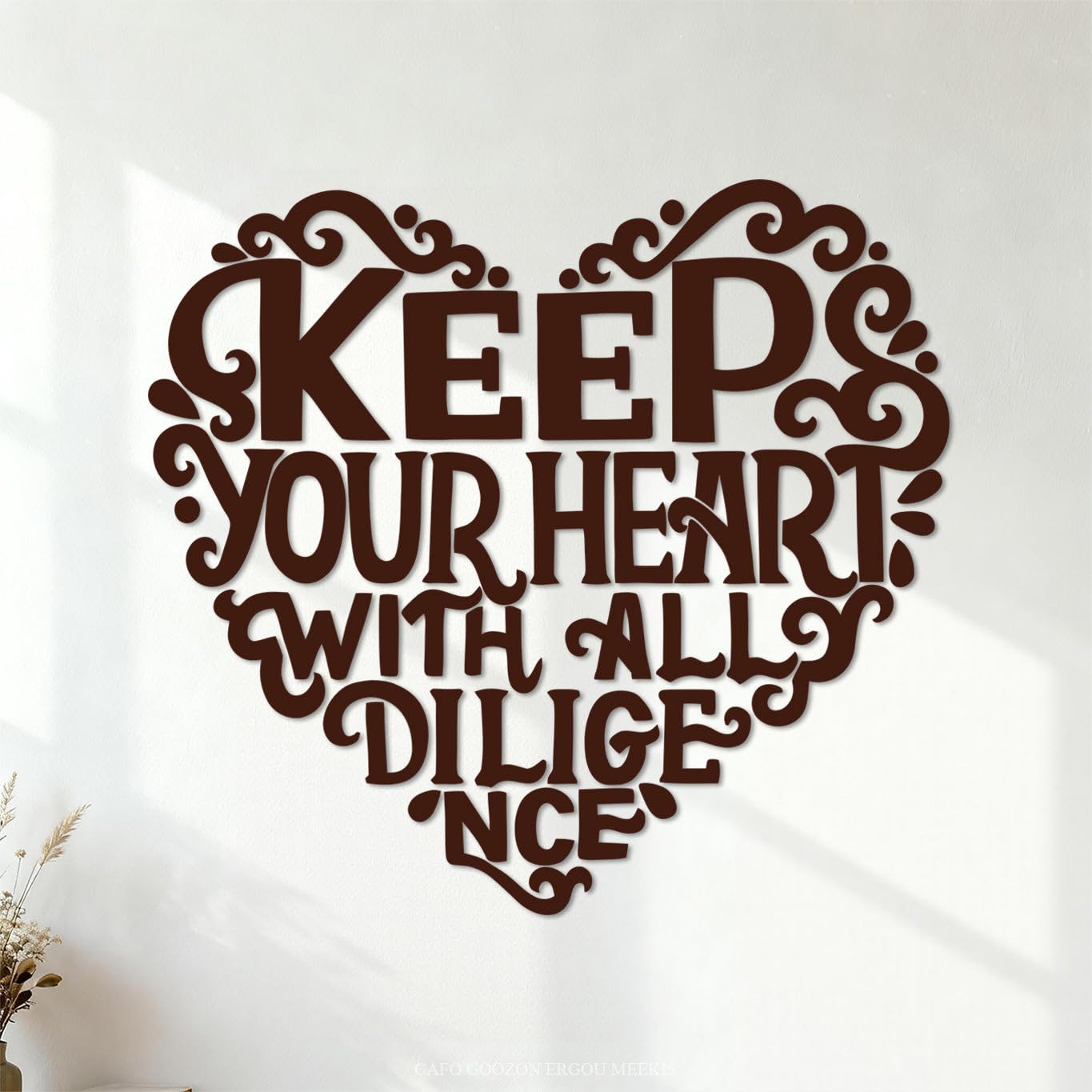 Hand Lettering with Bible Verse Keep Your Heart Wall Decals Paster Paper 54.6x59.5cm Personalized Customization Coffee