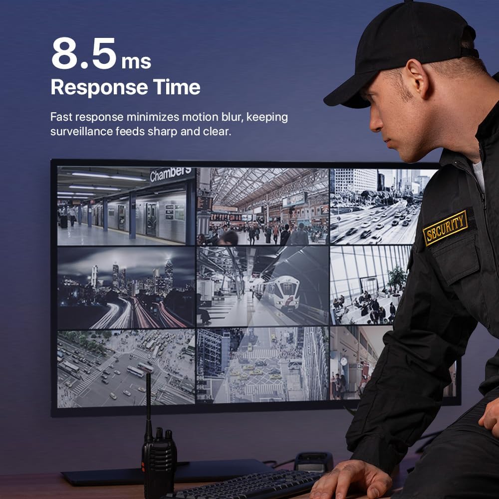 ENS 43 Inch Surveillance-Grade Large Size 24/7 4K Monitor Screen, 43 Inch, 3840 x2160 HD, 16:9 Aspect Ratio, LCD Monitor with HDMI, VGA, USB, Designed for CCTV Security Surveillance DVR/NVR System