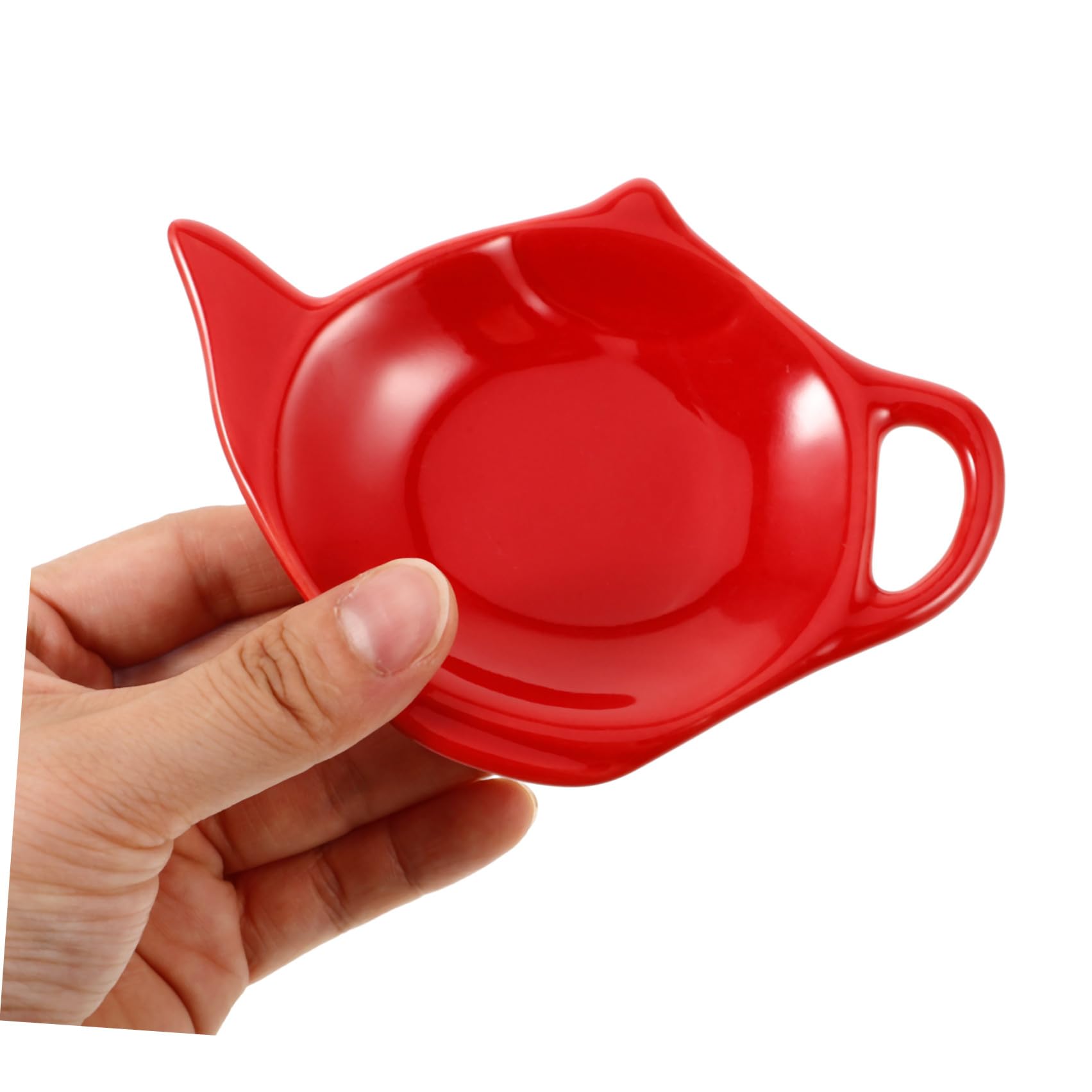 6 Piezas Soporte para Bolsita de Té de Cerámica Roja, Forma Tetera