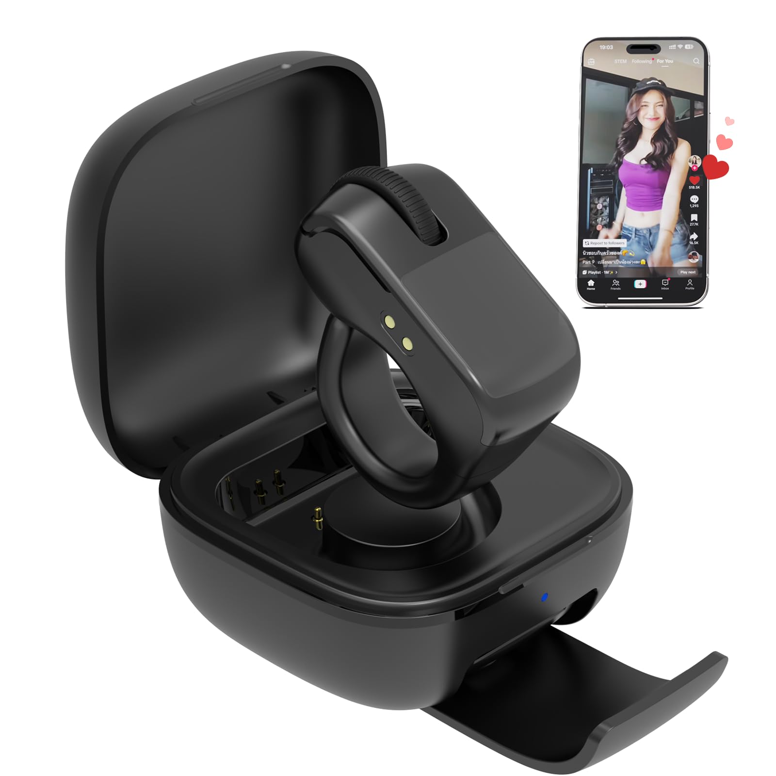 GUVOHUT Remote Control for TikTok,Air Finger Ring Mouse with Touchpad, Bluetooth Page Turner for iPad/Kindle App/iPhone/Android (Black)