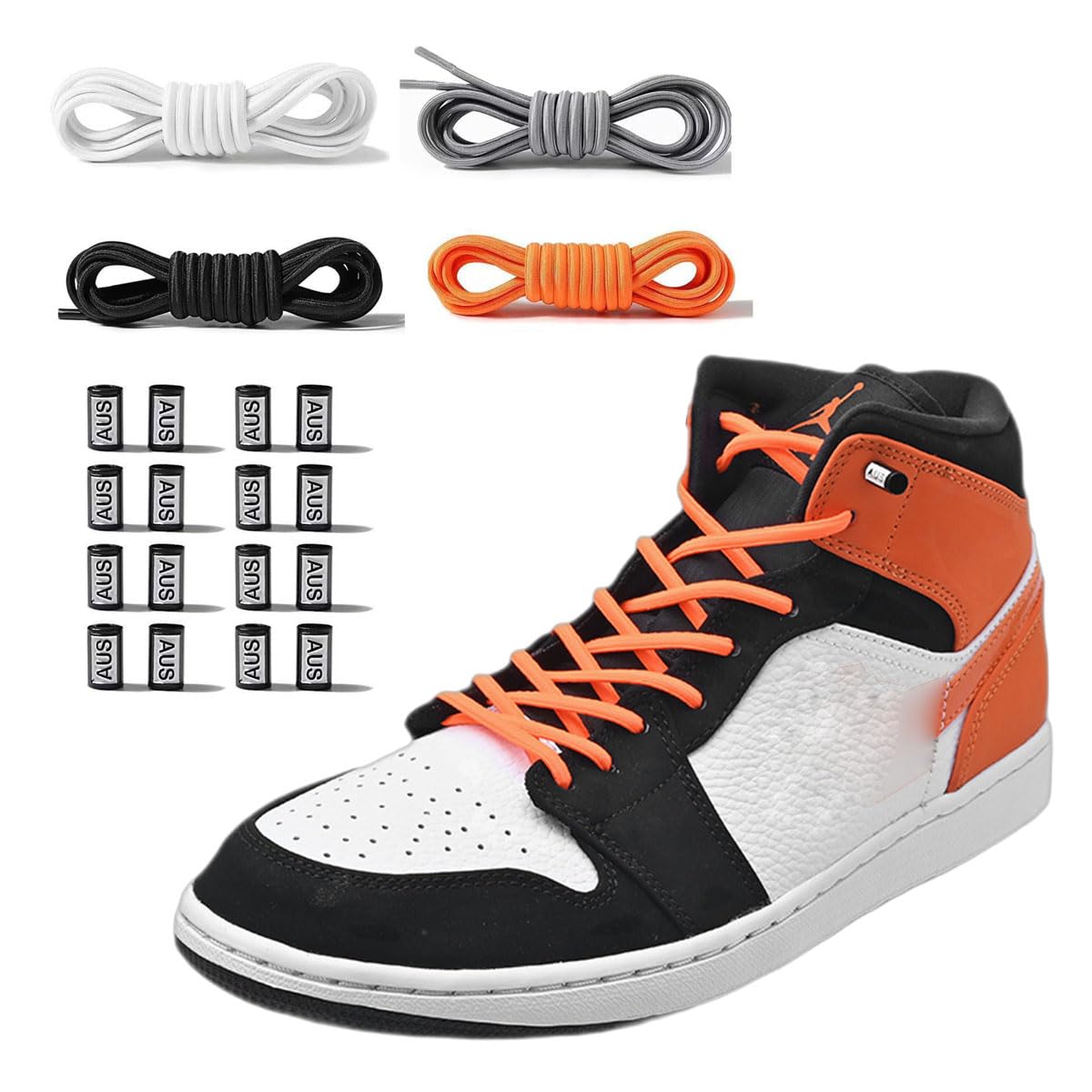 BAOLY4 Pairs No Tie Shoe Laces for Sneakers, Tieless Shoelaces for Adults Kids, Elastic Shoe Lace with 8 Pairs Laces Buckles, Shoelaces for Kid