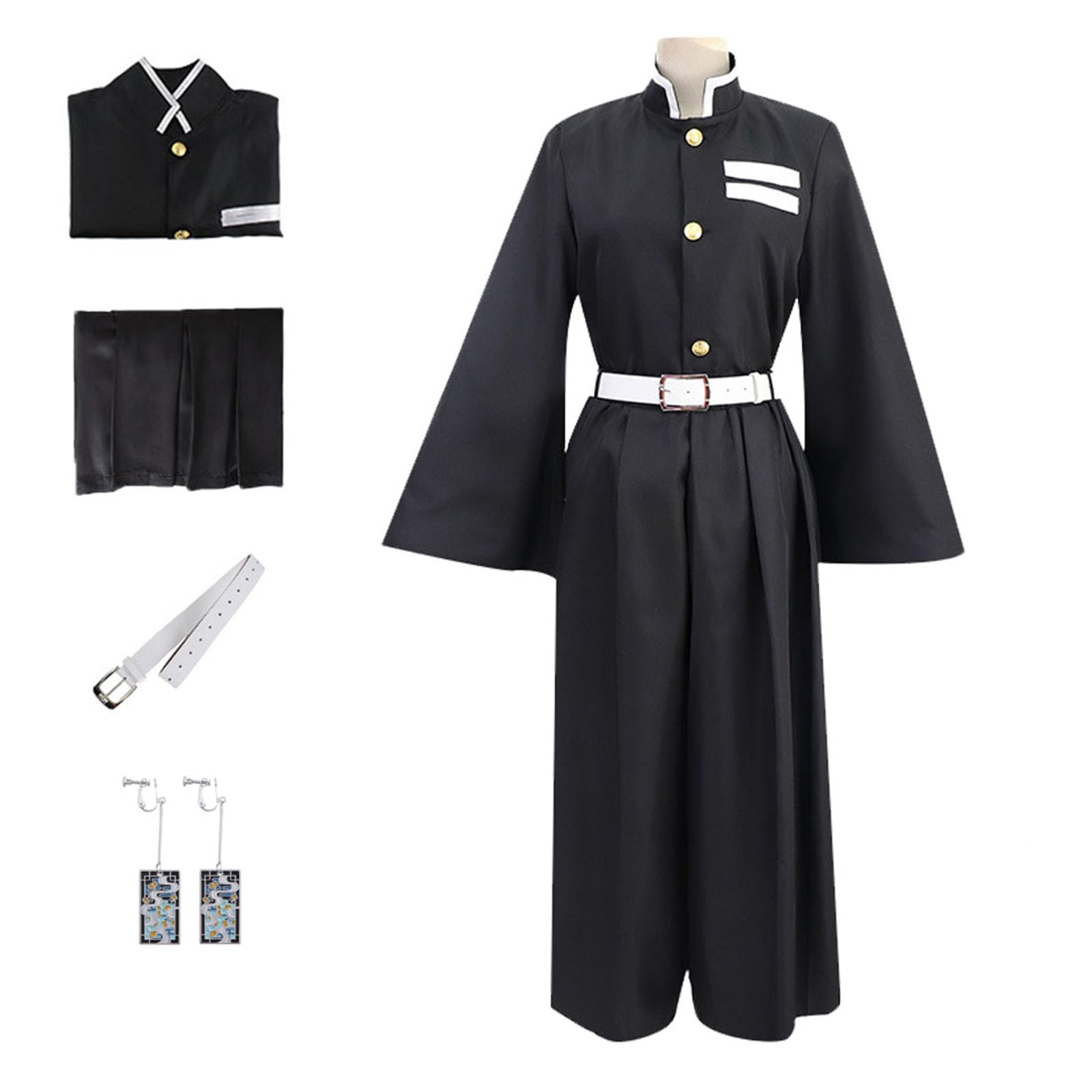 Mens Muichiro Cosplay Costume Tokitou Muichirou Cosplay Uniform Kimonos With Wig Full Set Outfit Halloween