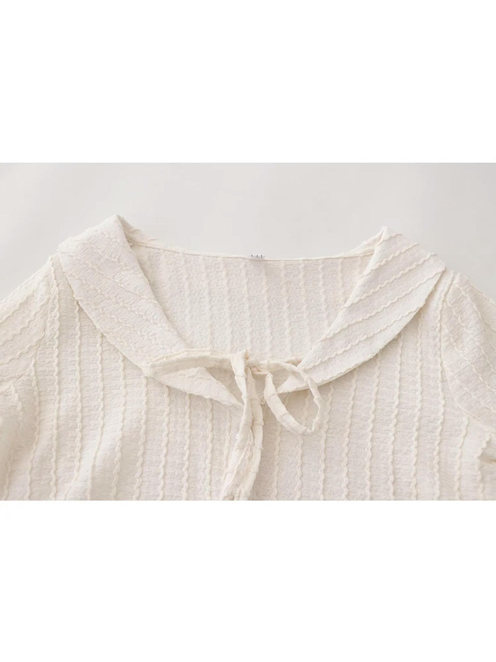 Frauen Koreanische Mode Zwei Stücke Set Französisch Vintage Lange Ärmel Einfarbig Mori Mädchen Bogen Halter Top Ins Straße Nette