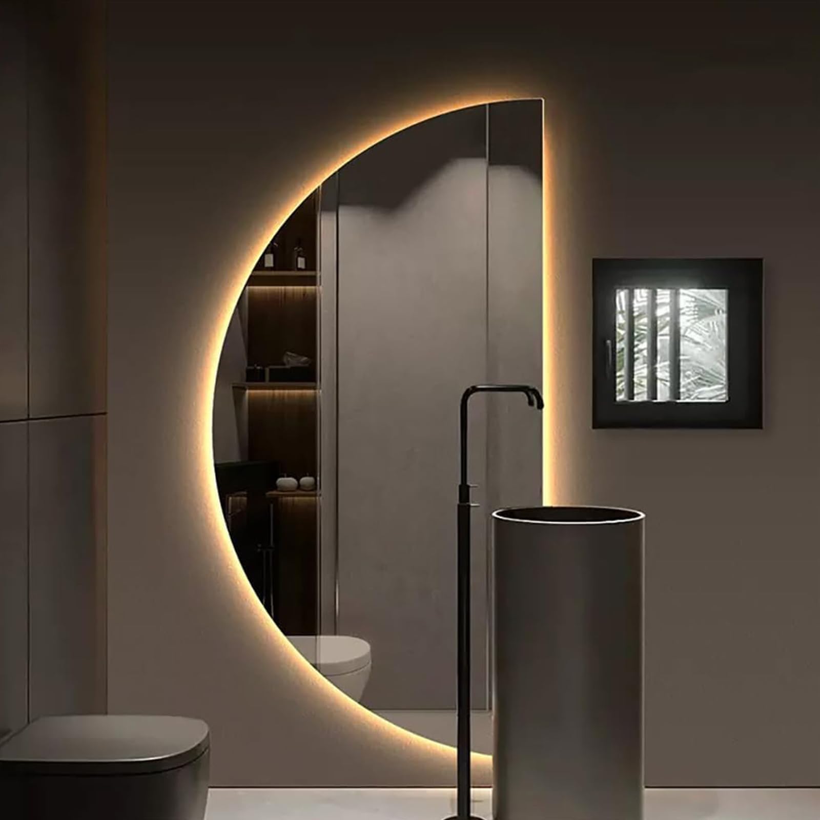 BKSXSOP LED Illuminated Half-Circle Makeup Mirror, Fog-Free, Dimmable 3 Color Light, Backlit Design, 60x120CM - Perfect for Beauty and Grooming