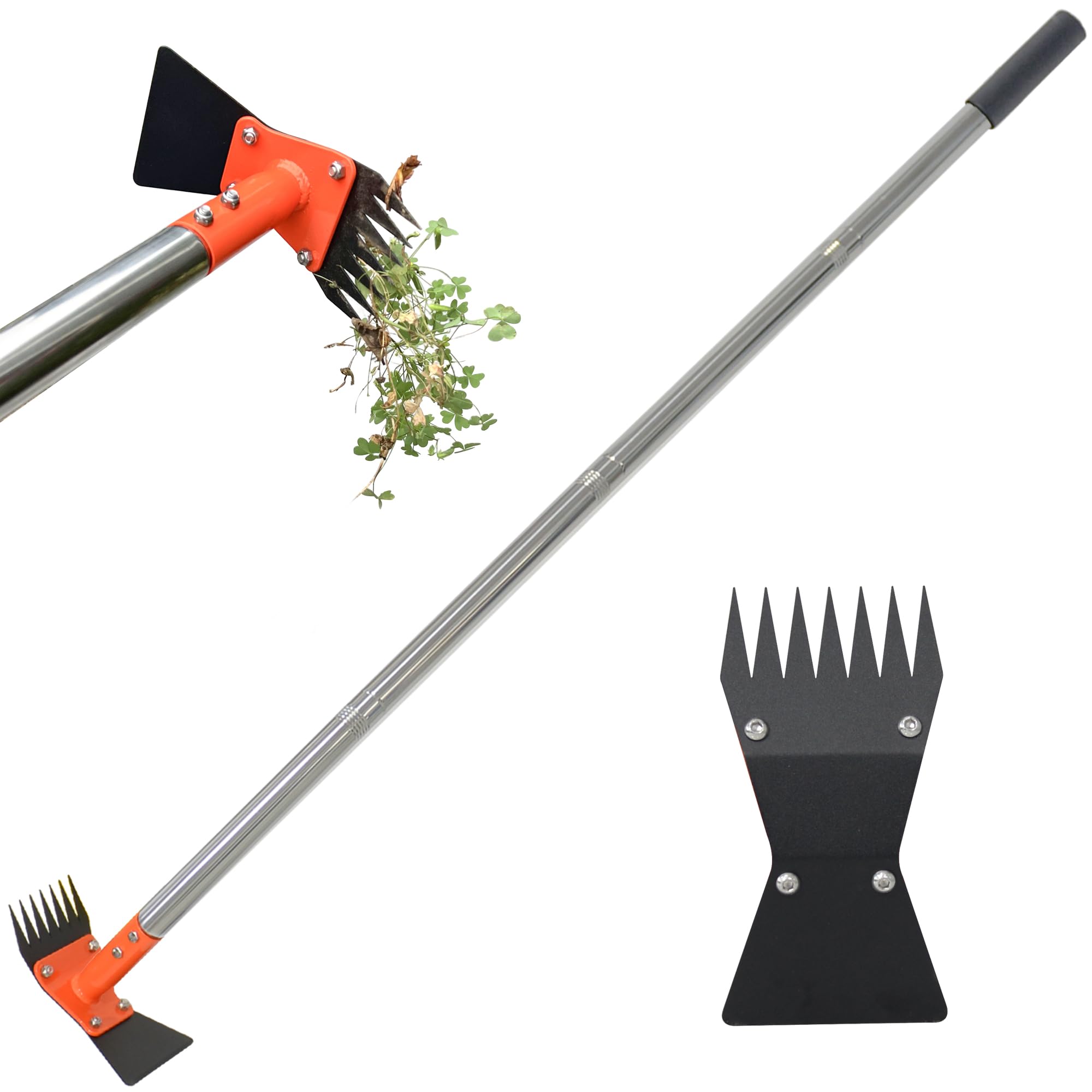 Photo 1 of CKLT 2-in-1 Garden Hoe and Weed Puller Rake, 60 Inch Adjustable Long Handle Weeding Tool Heavy Duty Spring Steel Head with Sand Texture Finish, Weed Remover for Garden, Yard, Lawn, Driveway