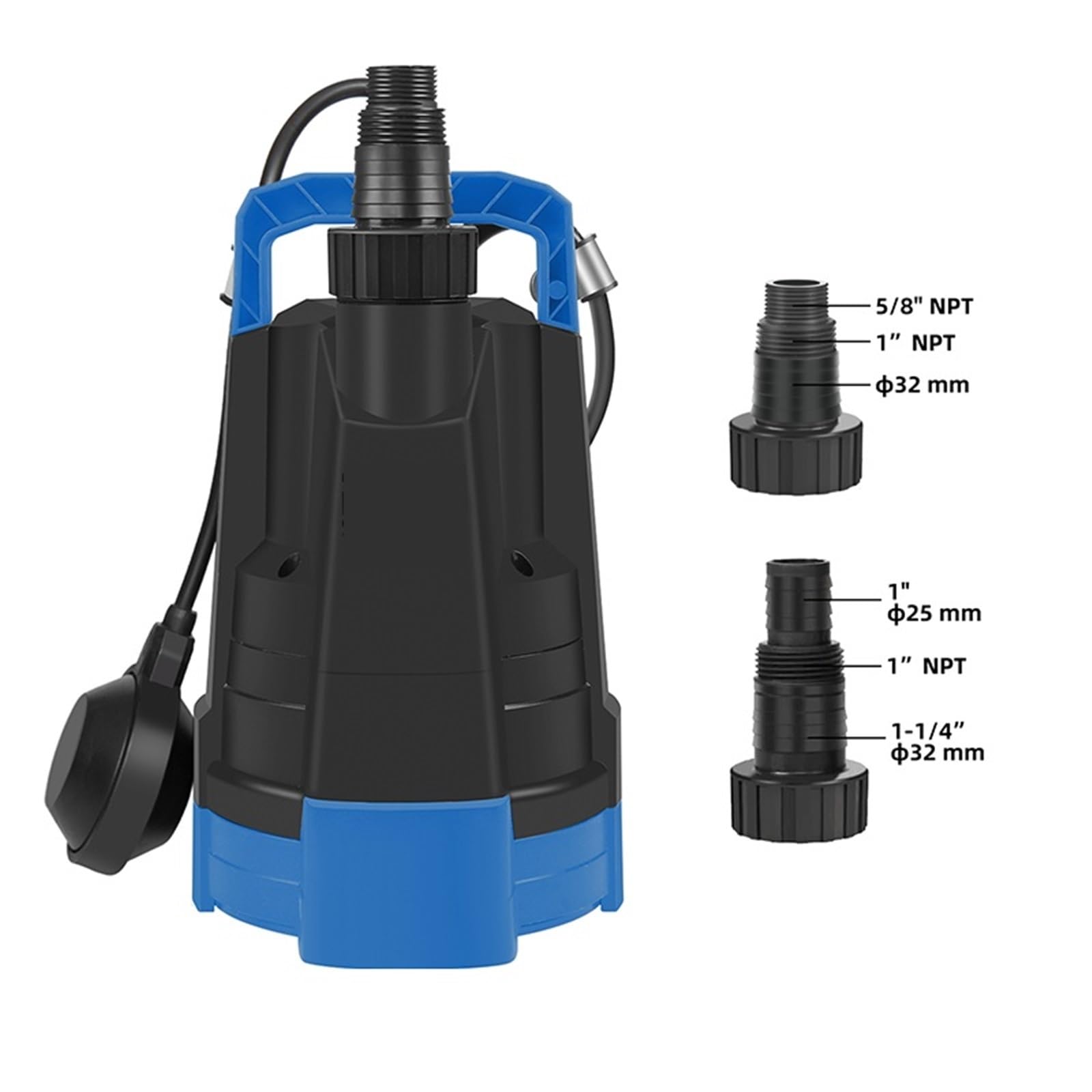 Bomba de Agua Sumergible portátil de 3430 GPH y 1 H for Piscinas, con Interruptor de Flotador automático. Estanque, Piscina, Piscina Infantil