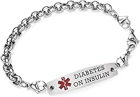 Vista 60 de Brazaletes de alerta médica ajustables de 7.5" a 9" para mujer/hombre, de acero inoxidable, intercambiables