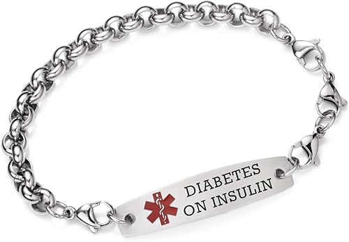 Miniatura 60 de Brazaletes de alerta médica ajustables de 7.5" a 9" para mujer/hombre, de acero inoxidable, intercambiables